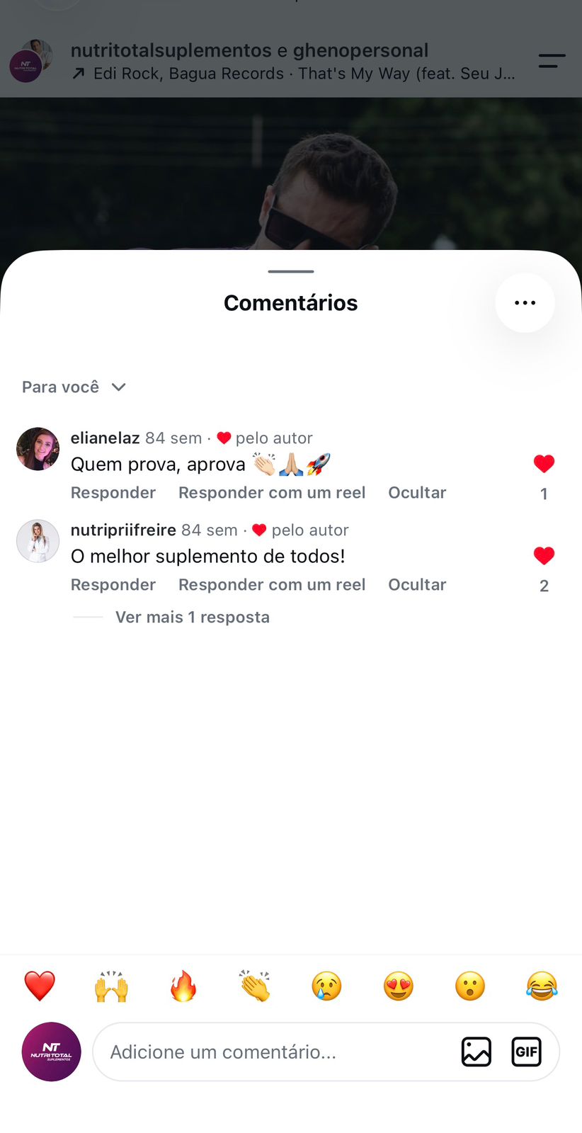 Print de comentários da comunidade